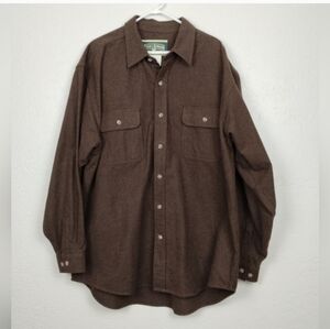 Field & Stream Brown Heavyweight Chamois 100% Cotton Button Up Shirt Size XXL